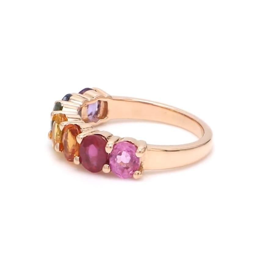 Natural 3.32 cts rainbow sapphire ring in 14k gold - 3