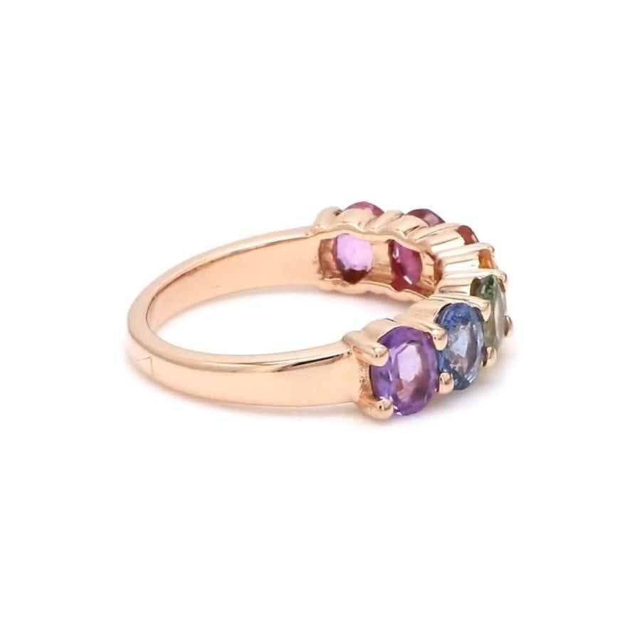 Natural 3.32 cts rainbow sapphire ring in 14k gold - 7