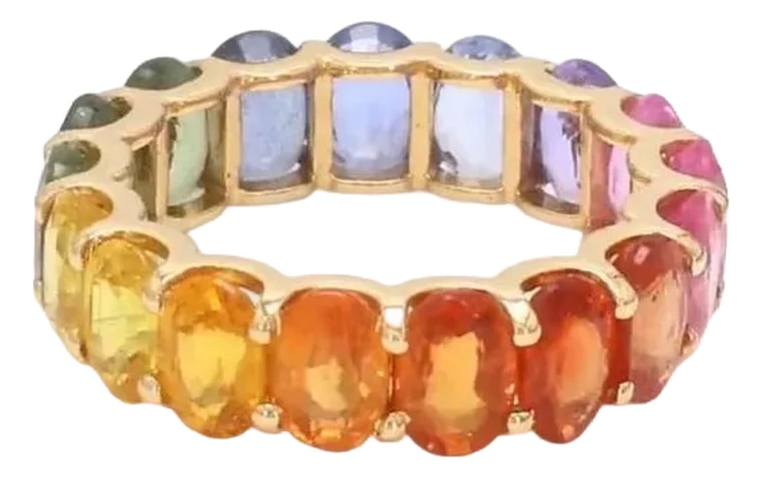 Natural 6.49 cts rainbow sapphire ring gold: Sparkling rainbow sapphire oval ring with U-shaped prongs in gold Gold rainbow sapphire ring gold Colorful rainbow sapphire ring in gold STONE DETAILS : âœ¦ Stone: Rainbow Sapphire
