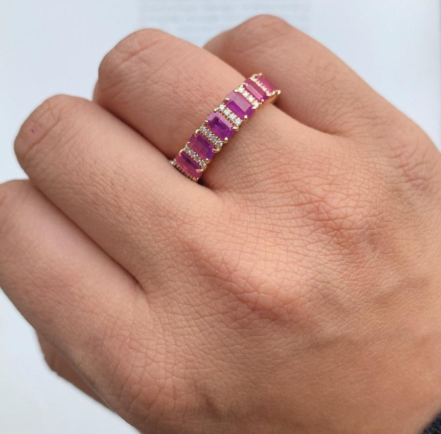 Natural 2.91 cts ruby with 0.32 cts diamond ring in 18k gold - 17