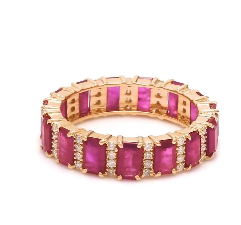 Natural 2.91 cts ruby with 0.32 cts diamond ring in 18k gold - 3
