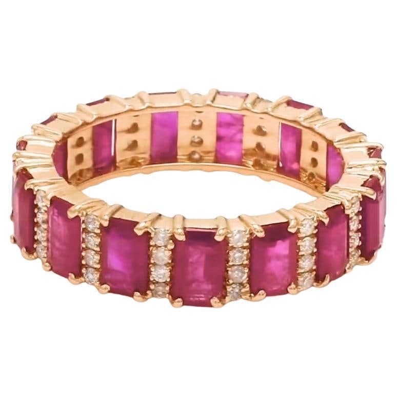 Natural 2.91 cts ruby with 0.32 cts diamond ring in 18k gold - 5