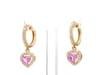 0.68 cts Natural pink sapphire & 0.28 diamond earrings in 14k gold - 16
