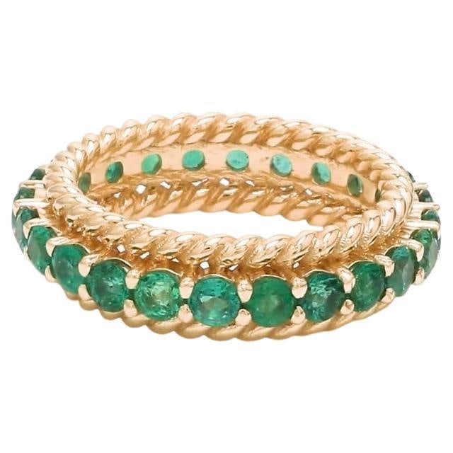 Natural 2.31 cts Zambian emerald ring in 14k gold - 15