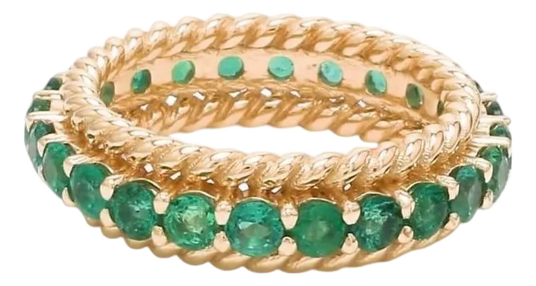 Natural 2.31 cts Zambian emerald ring in 14k gold (1 of 18)