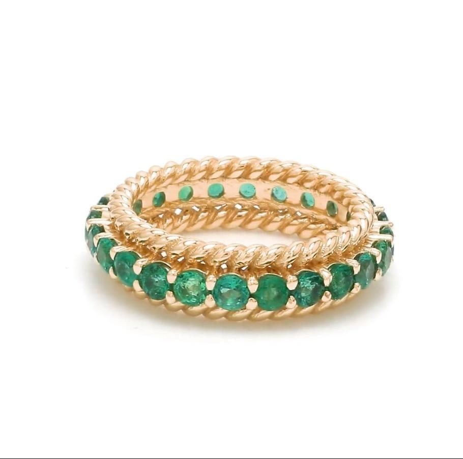 Natural 2.31 cts Zambian emerald ring in 14k gold - 3