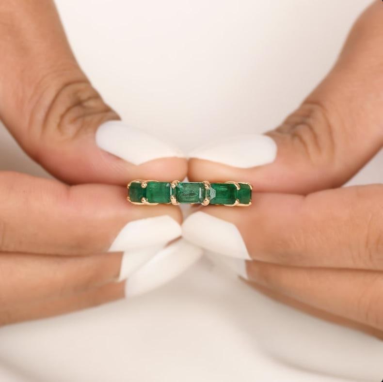 Natural 6.75 cts Zambian emerald ring 14k gold - 18