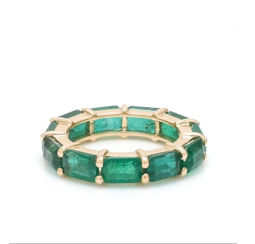 Natural 6.75 cts Zambian emerald ring 14k gold - 2