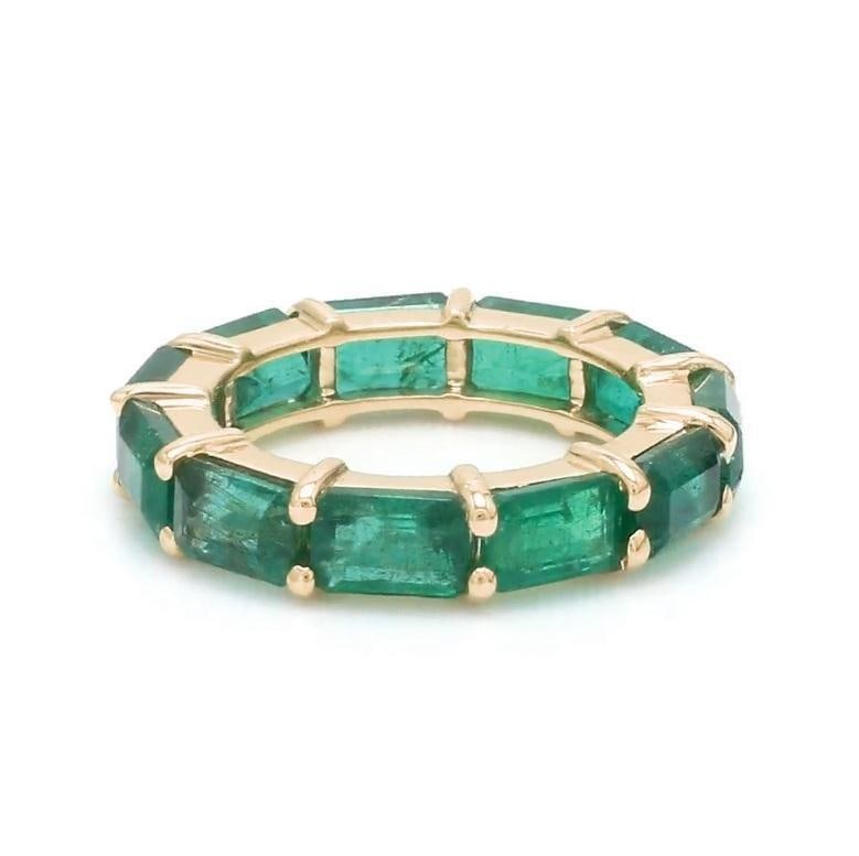 Natural 6.75 cts Zambian emerald ring 14k gold - 5