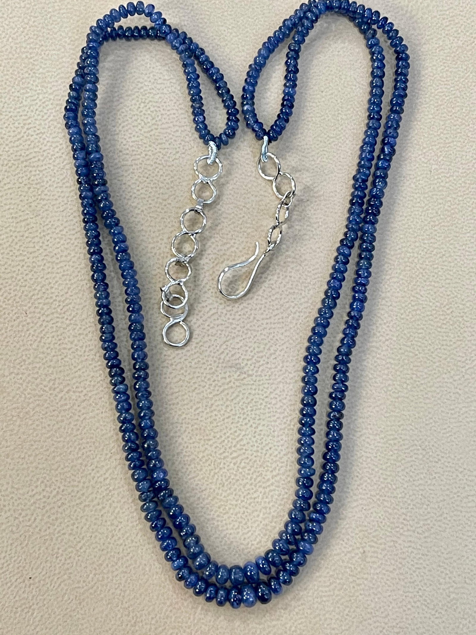105 Carat Natural Sapphire Bead Two-Strand Necklace Sterling Silver Clasp - 10