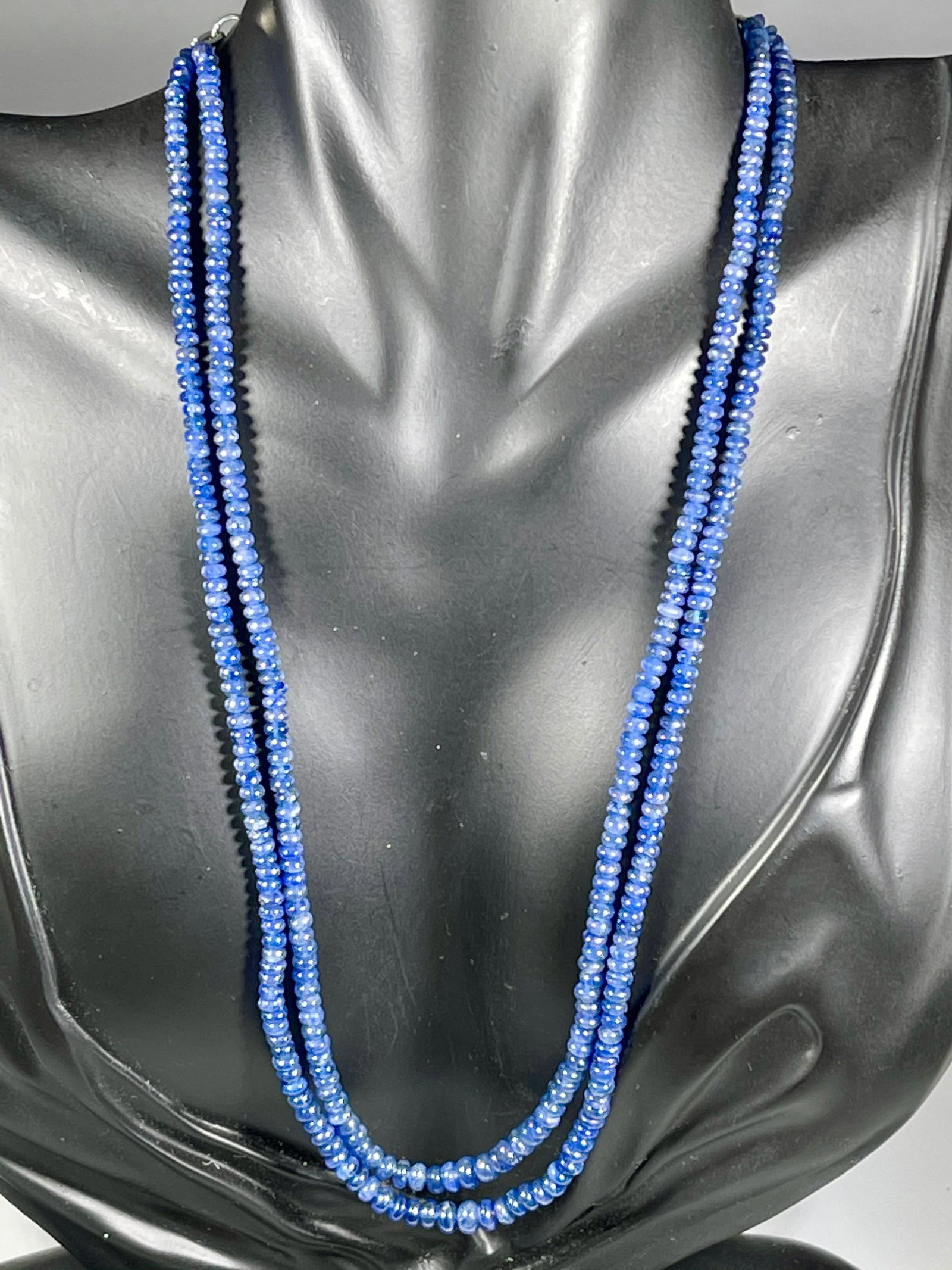 105 Carat Natural Sapphire Bead Two-Strand Necklace Sterling Silver Clasp - 12