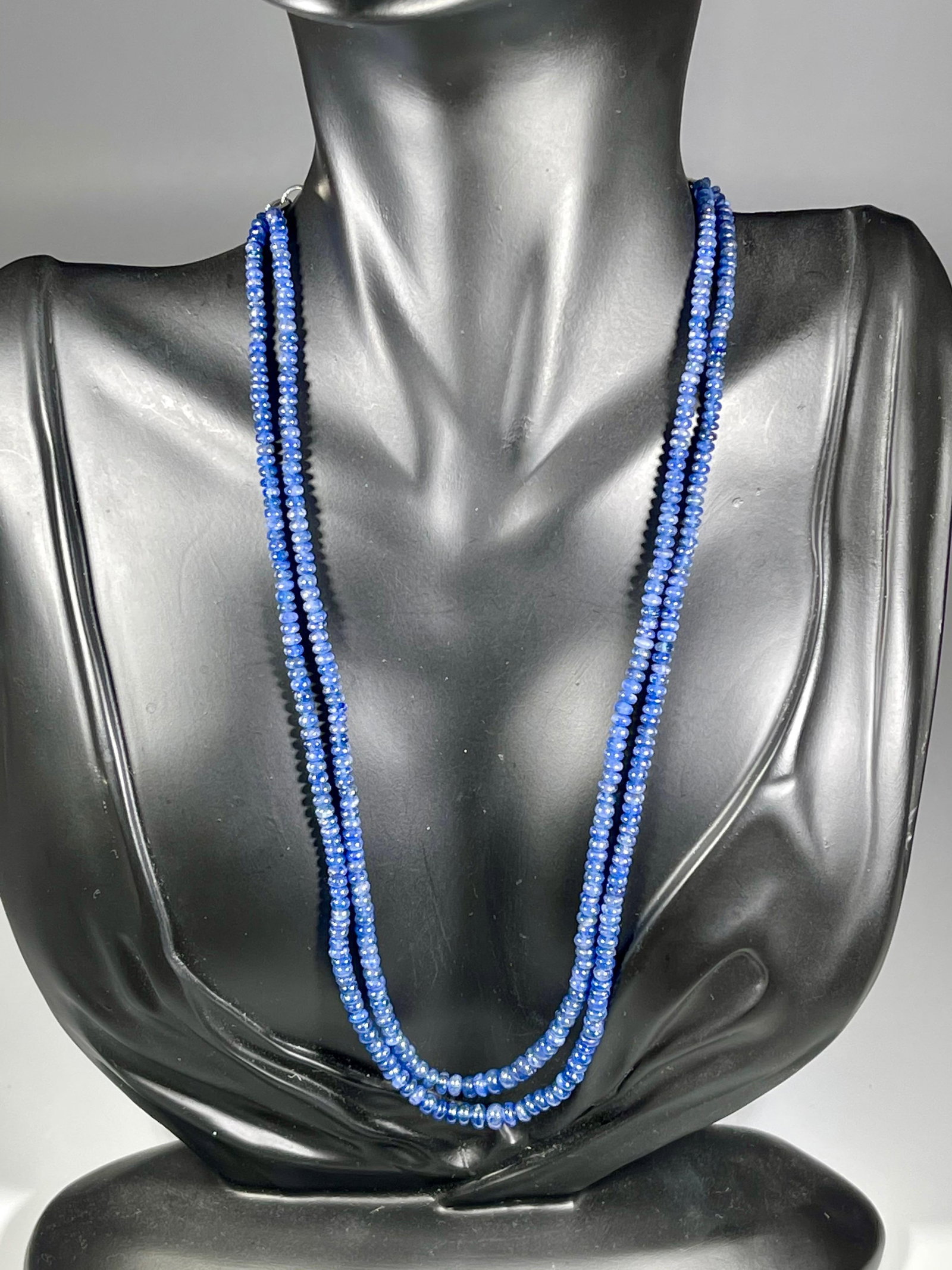 105 Carat Natural Sapphire Bead Two-Strand Necklace Sterling Silver Clasp - 13