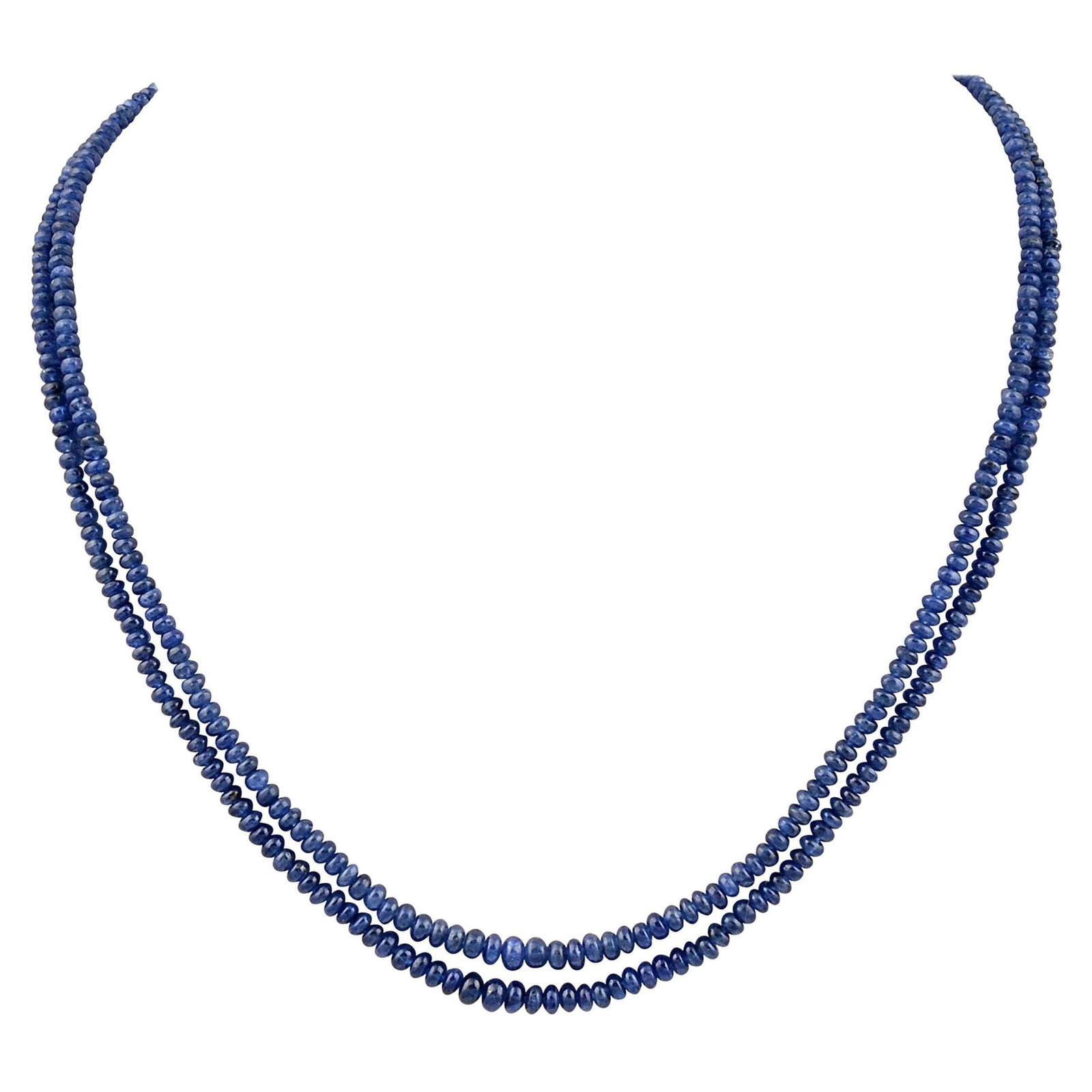 105 Carat Natural Sapphire Bead Two-Strand Necklace Sterling Silver Clasp - 15