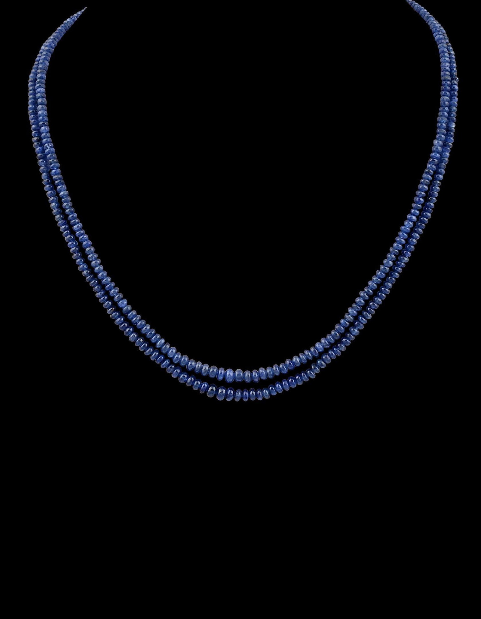 105 Carat Natural Sapphire Bead Two-Strand Necklace Sterling Silver Clasp - 17
