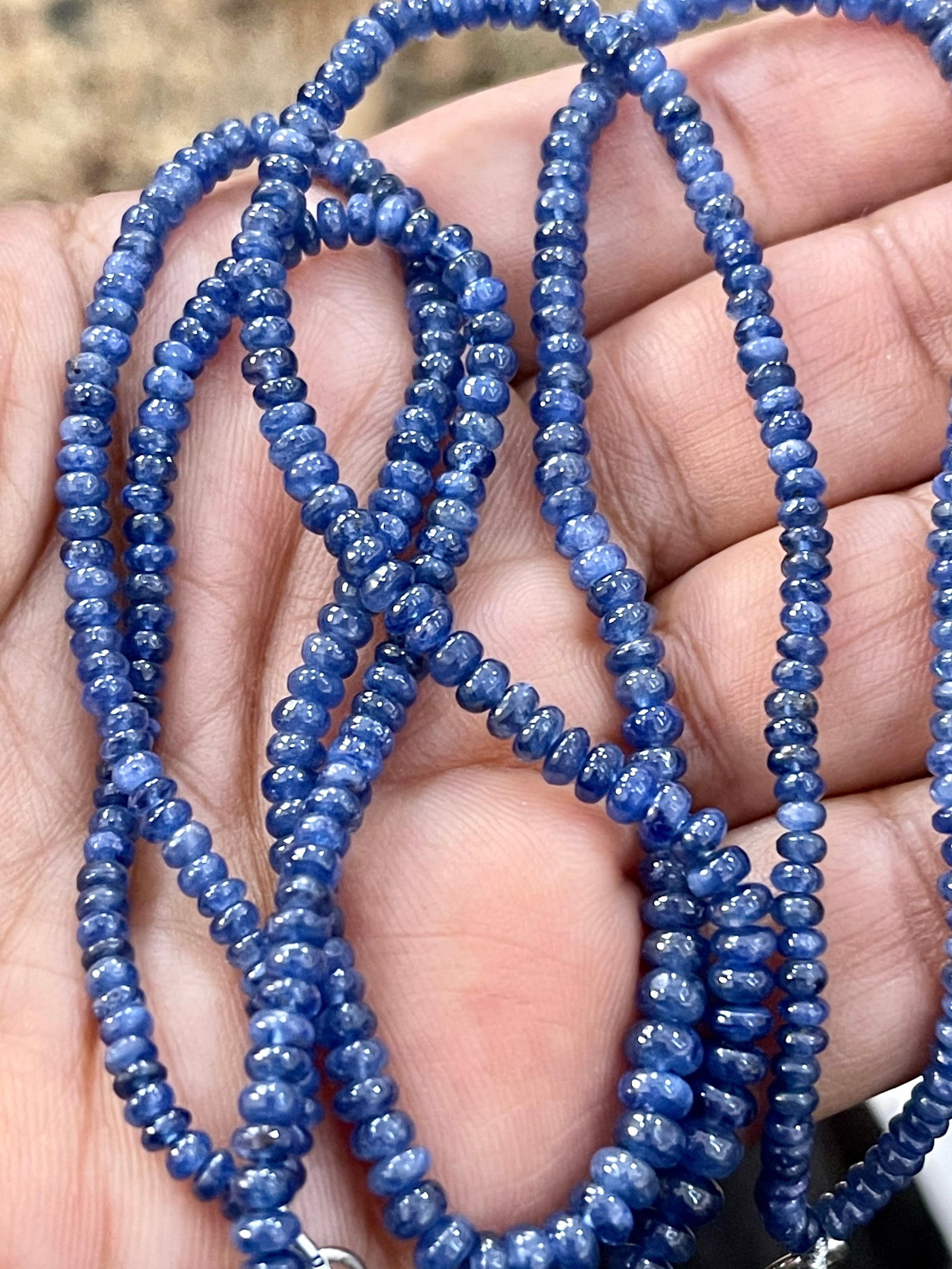 105 Carat Natural Sapphire Bead Two-Strand Necklace Sterling Silver Clasp - 2