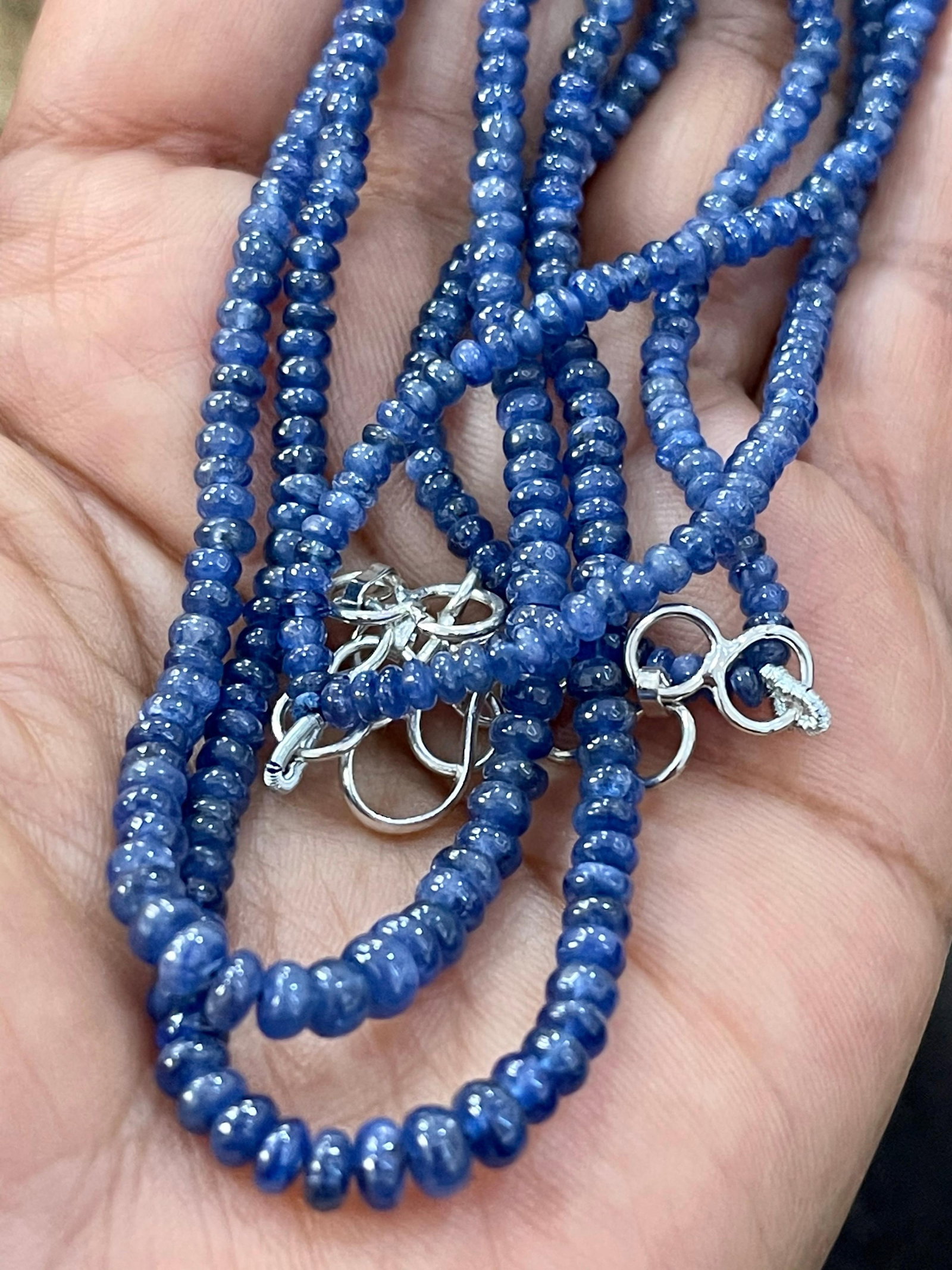 105 Carat Natural Sapphire Bead Two-Strand Necklace Sterling Silver Clasp - 3