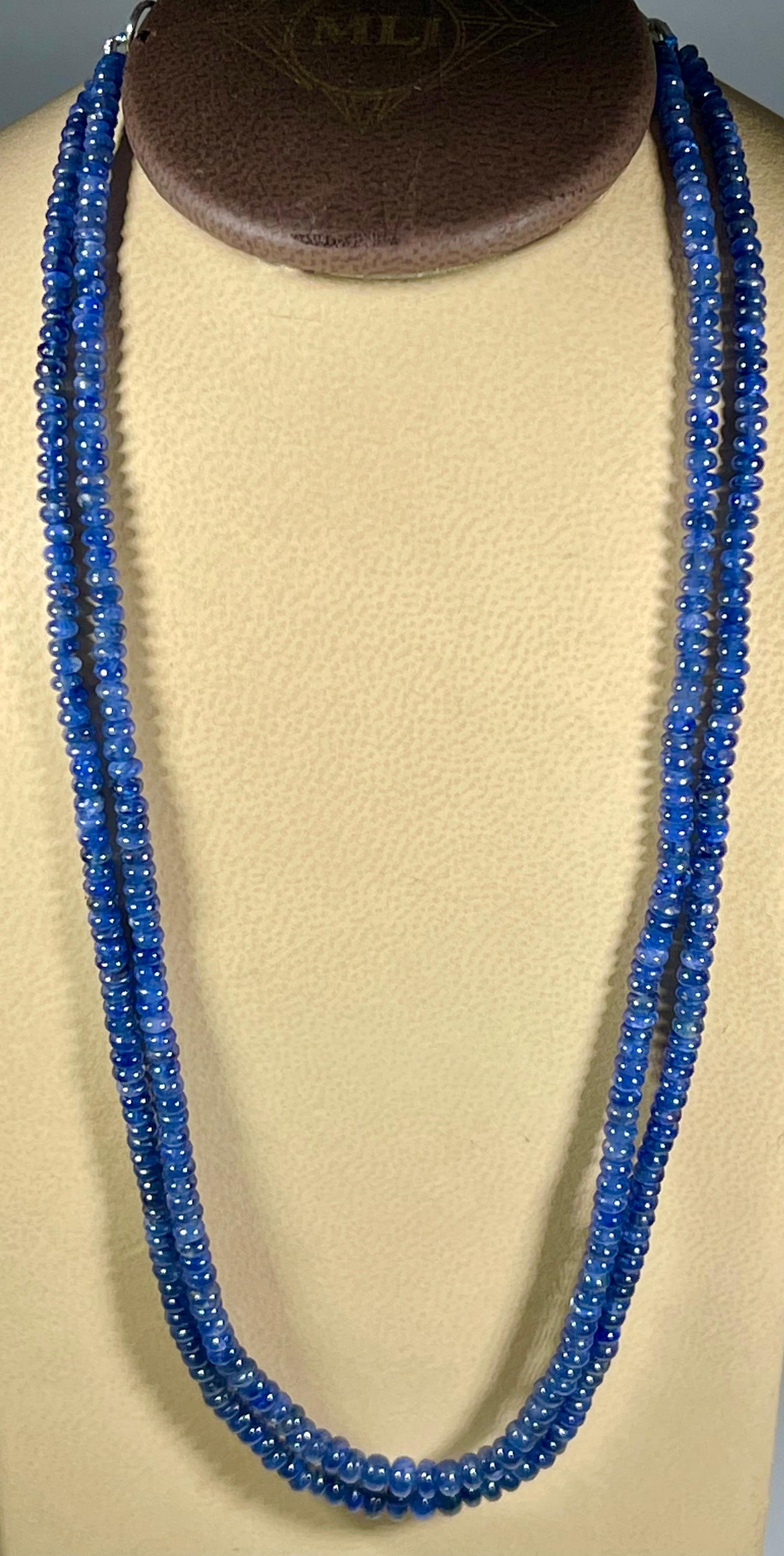 105 Carat Natural Sapphire Bead Two-Strand Necklace Sterling Silver Clasp - 4