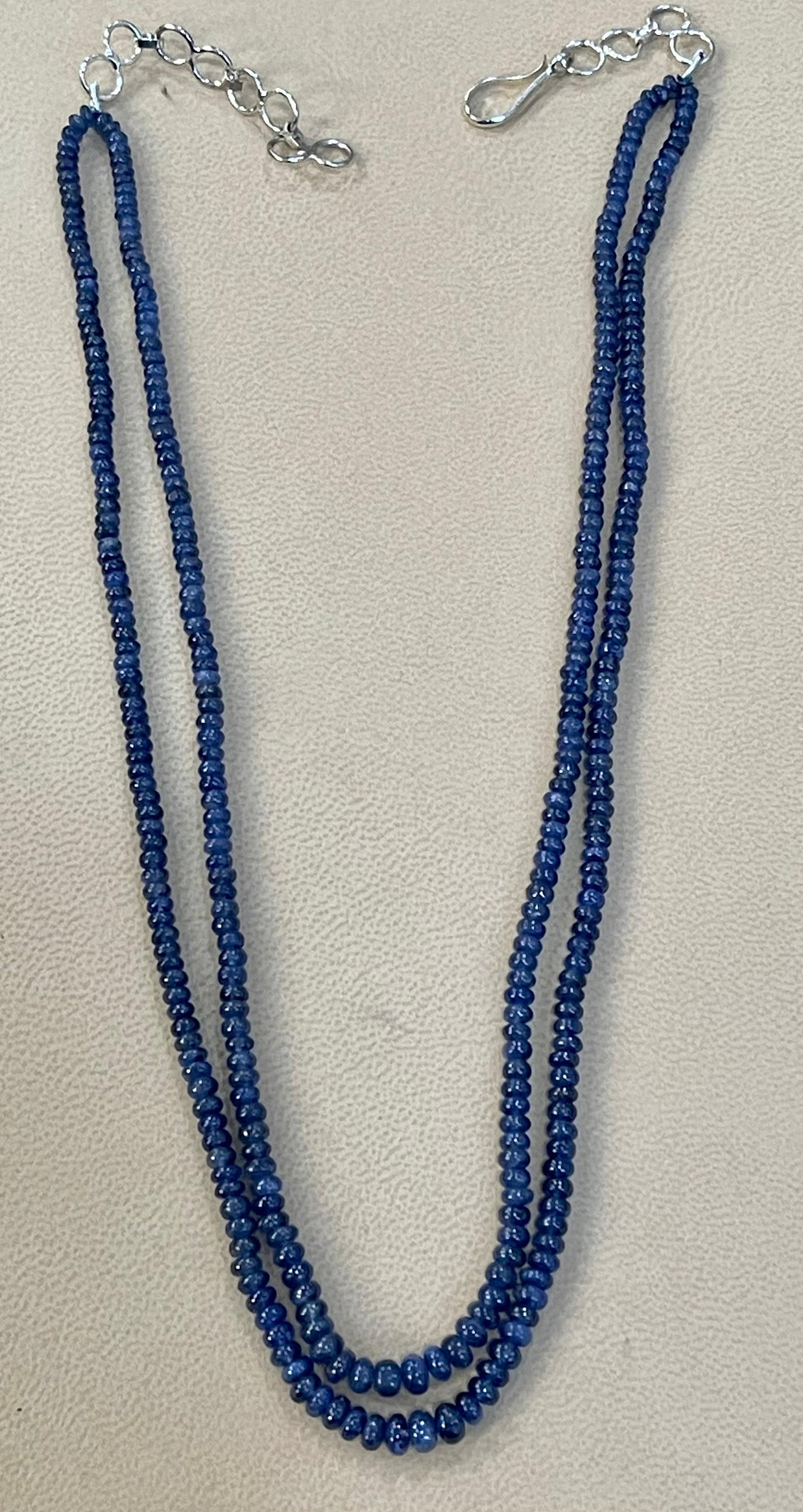 105 Carat Natural Sapphire Bead Two-Strand Necklace Sterling Silver Clasp - 7