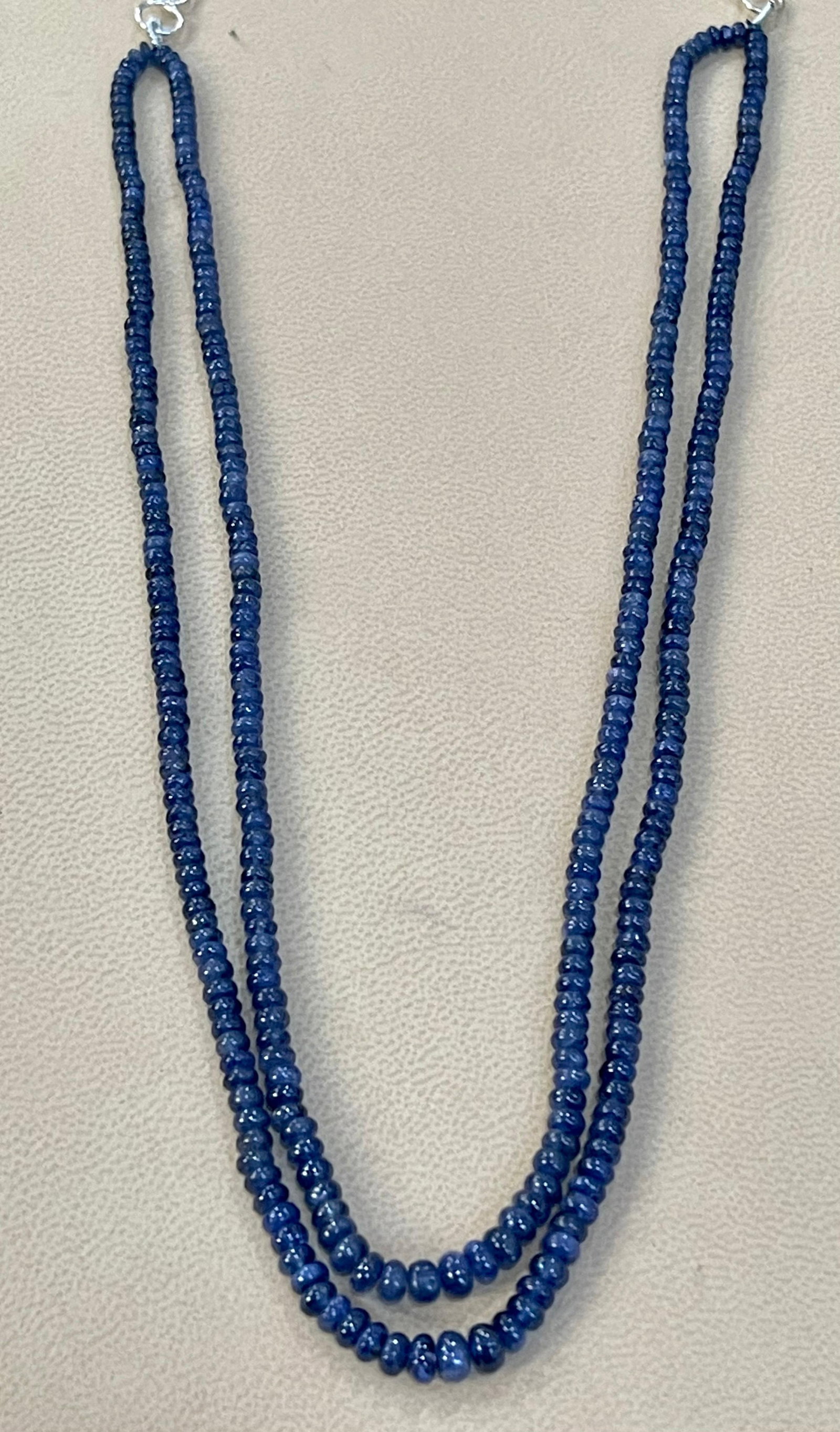 105 Carat Natural Sapphire Bead Two-Strand Necklace Sterling Silver Clasp - 8