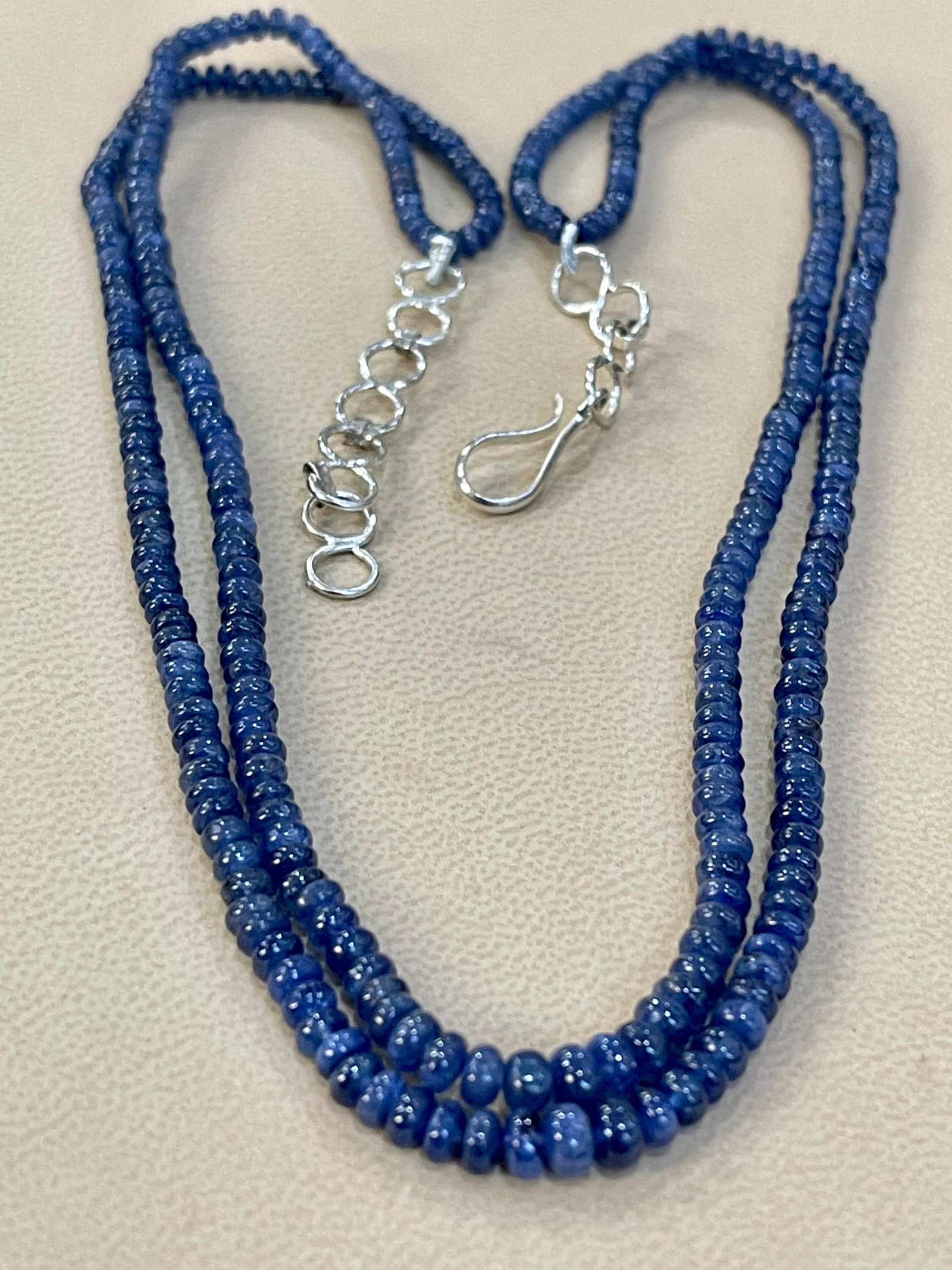 105 Carat Natural Sapphire Bead Two-Strand Necklace Sterling Silver Clasp - 9