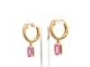 1.40 cts Natural pink sapphire & 0.14 cts diamond earrings in 14k gold - 16