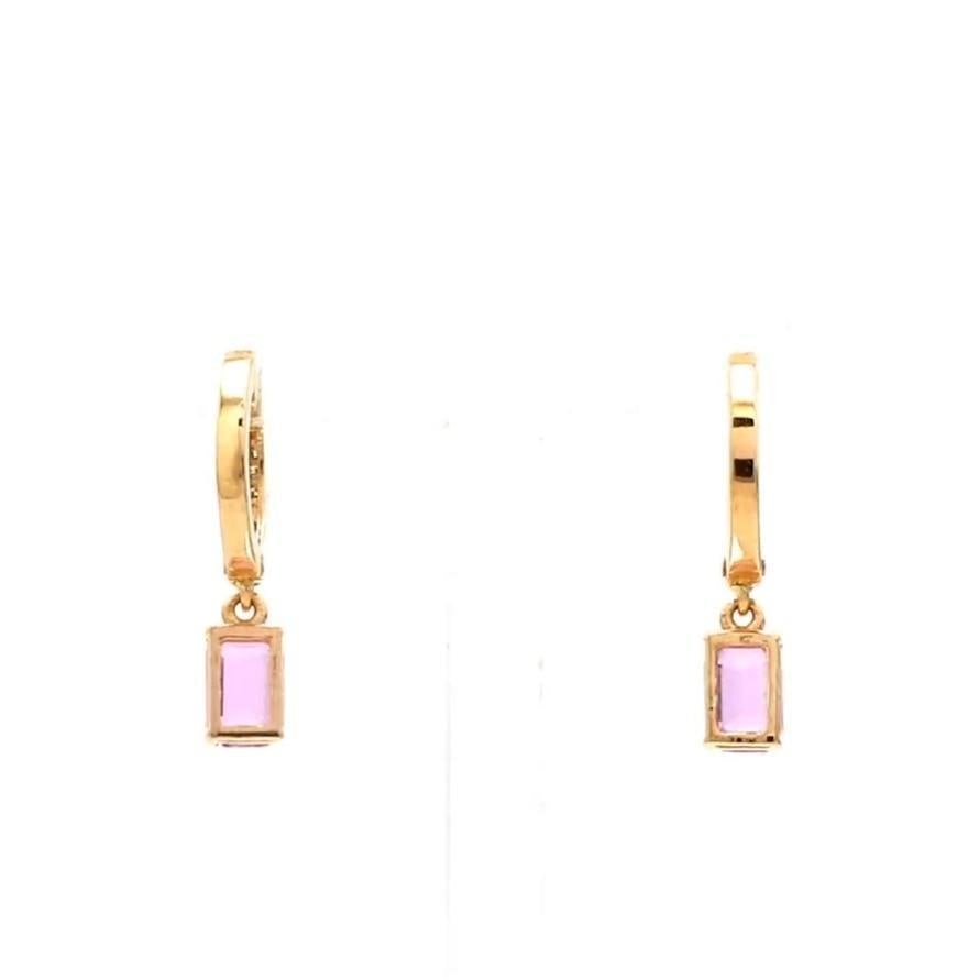 1.40 cts Natural pink sapphire & 0.14 cts diamond earrings in 14k gold - 5