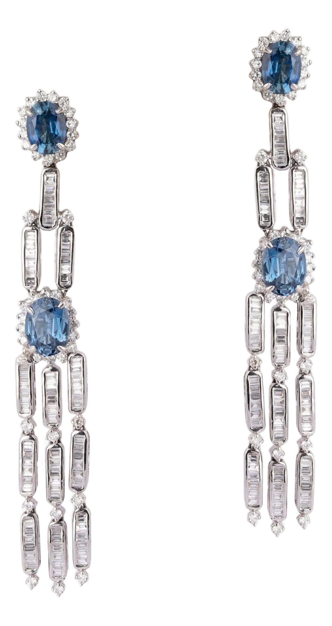 Diamond blue Sapphire Earring in 18k gold: Diamond wt 2.85cts blue sapphire wt 5.00cts gold net wt 15.810gm(18k) Condition: Imperfections: No Imperfections Condition Notes: New Category: Drop & Dangle Earrings Origin: India Materials:
