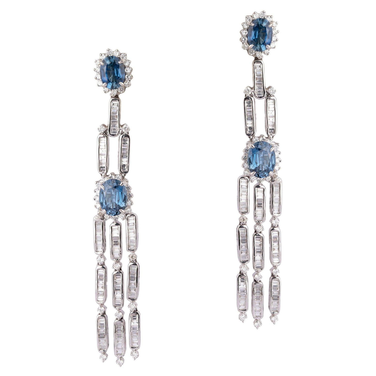 Diamond blue Sapphire Earring in 18k gold - 2