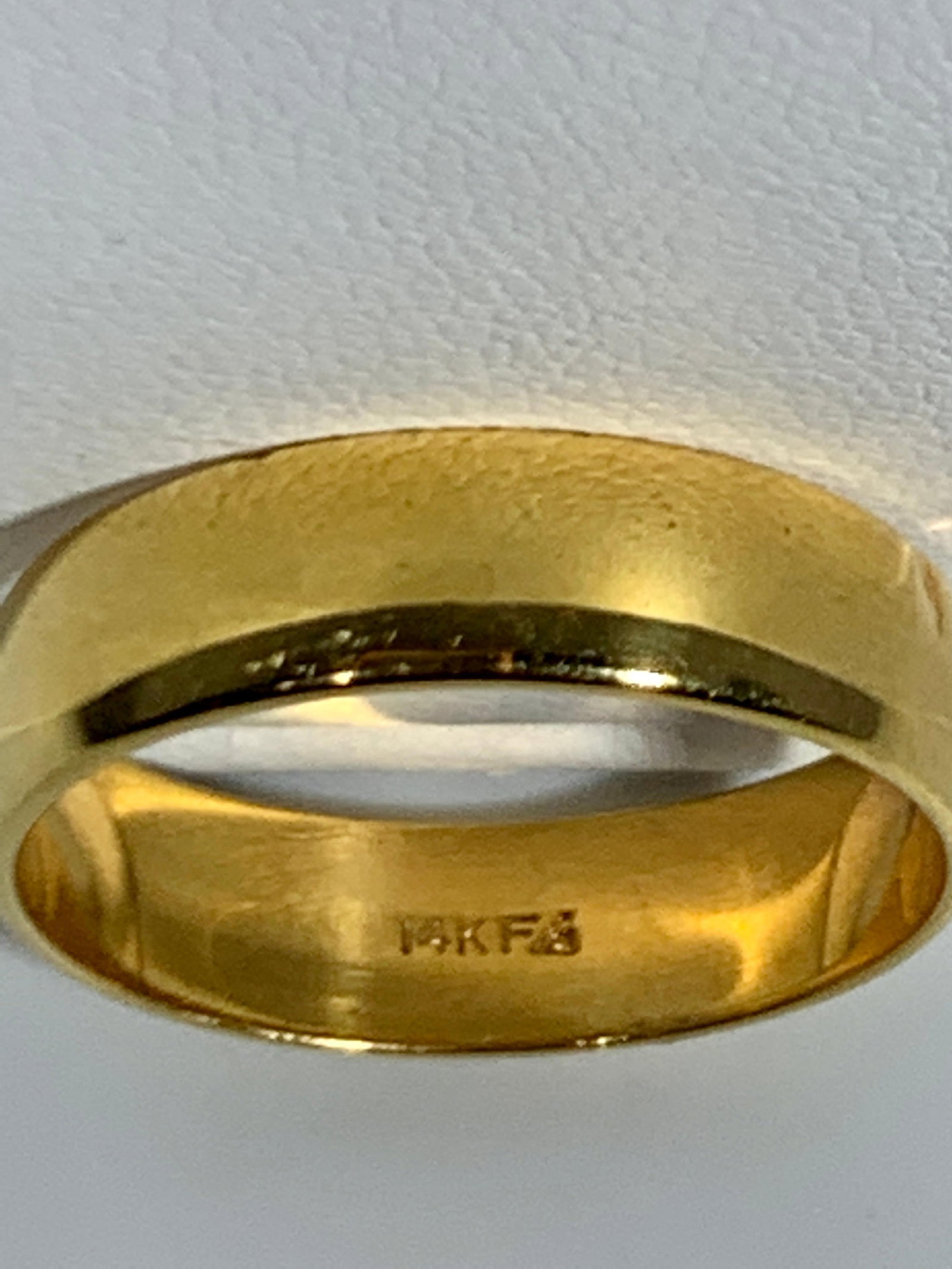 14 Karat Yellow Gold Light Domed Comfort Fit Wedding Band, Estate - 10