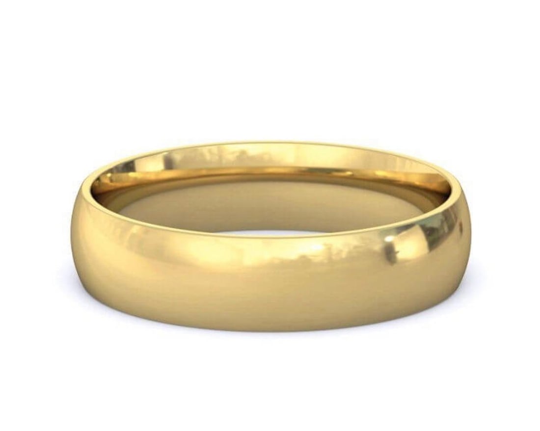 14 Karat Yellow Gold Light Domed Comfort Fit Wedding Band, Estate - 17