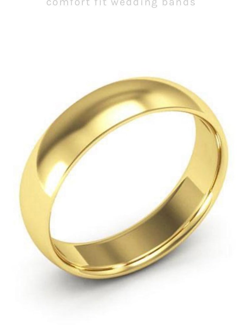14 Karat Yellow Gold Light Domed Comfort Fit Wedding Band, Estate - 3