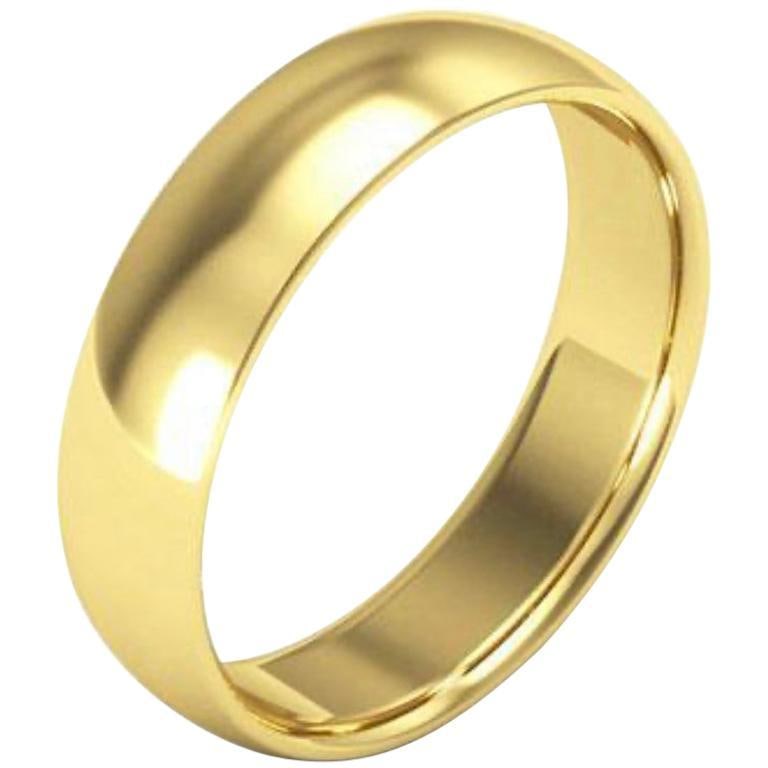 14 Karat Yellow Gold Light Domed Comfort Fit Wedding Band, Estate - 7