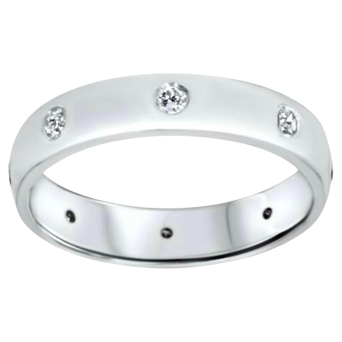 8 Flush Set Bezel Diamond Eternity Wedding Band in 14 Karat White Gold - 15