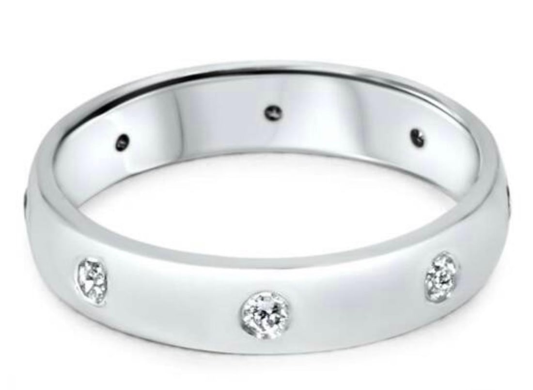 8 Flush Set Bezel Diamond Eternity Wedding Band in 14 Karat White Gold - 16