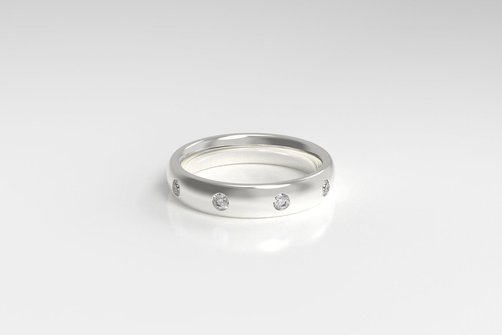 8 Flush Set Bezel Diamond Eternity Wedding Band in 14 Karat White Gold - 17