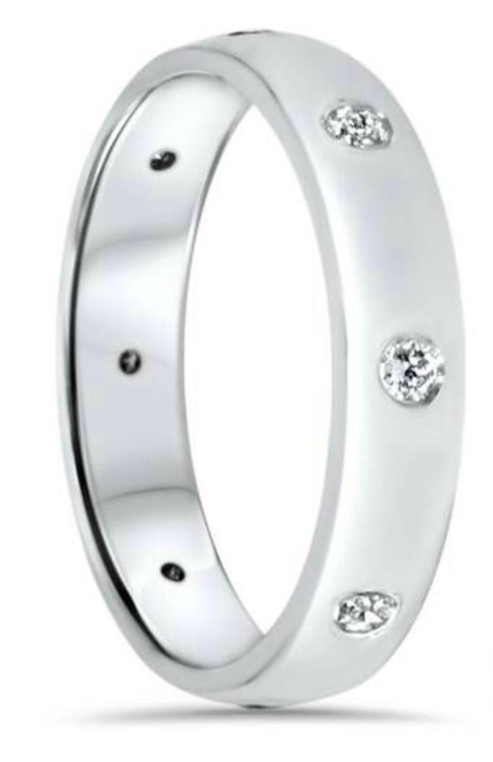 8 Flush Set Bezel Diamond Eternity Wedding Band in 14 Karat White Gold - 3
