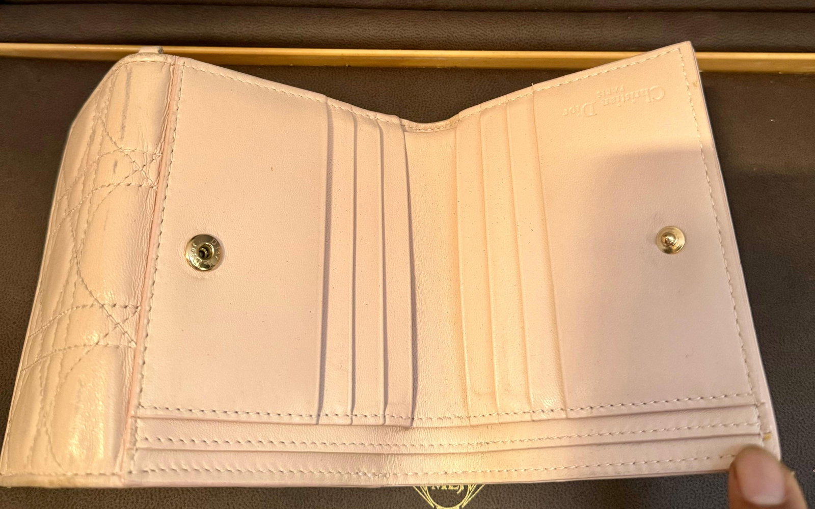 Christian Dior lady Dior Mini wallet, Cream / Beige - 5