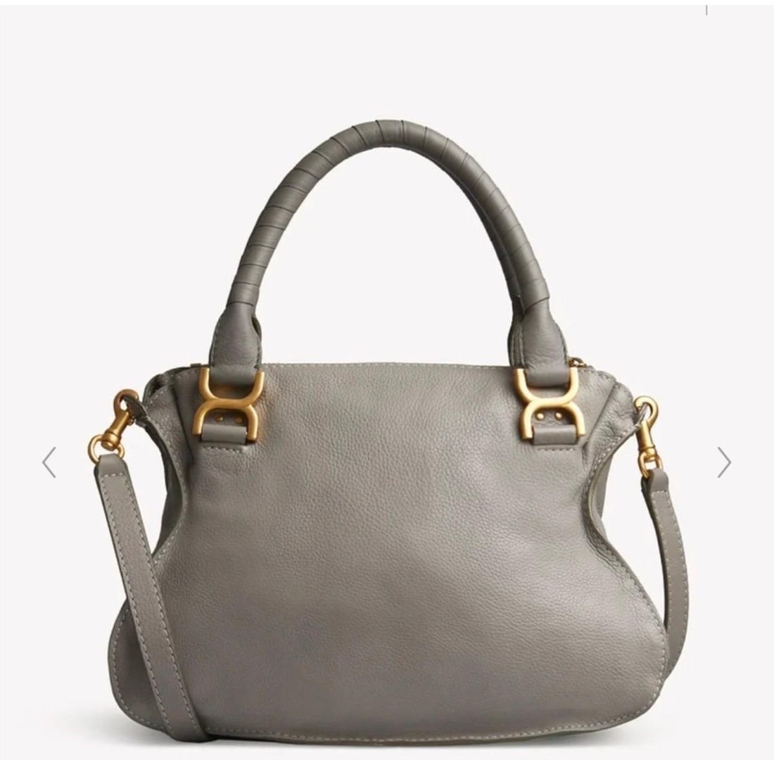 Chloé Women's Gray Marcie Small Double Carry Foldover Tote Bag, Brand New - 14