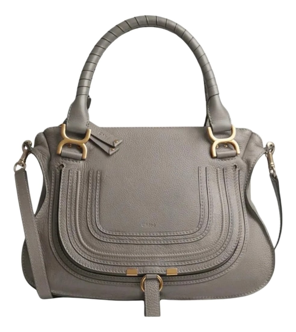 Chloé Women's Gray Marcie Small Double Carry Foldover Tote Bag, Brand New (1 of 18)
