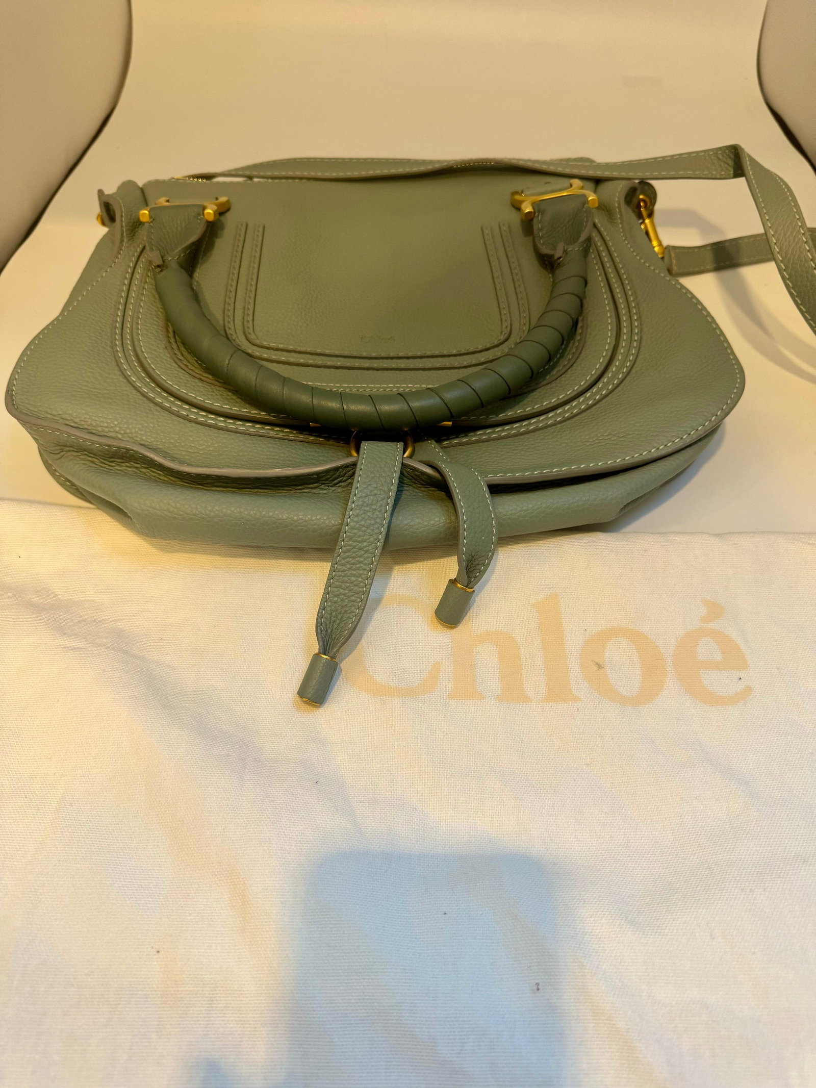 Chloé Women's Gray Marcie Small Double Carry Foldover Tote Bag, Brand New - 3