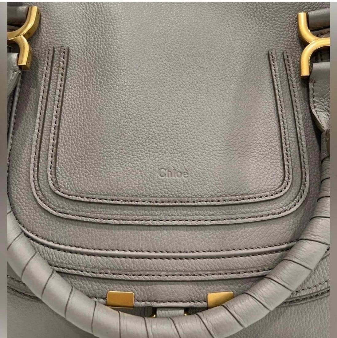 Chloé Women's Gray Marcie Small Double Carry Foldover Tote Bag, Brand New - 5