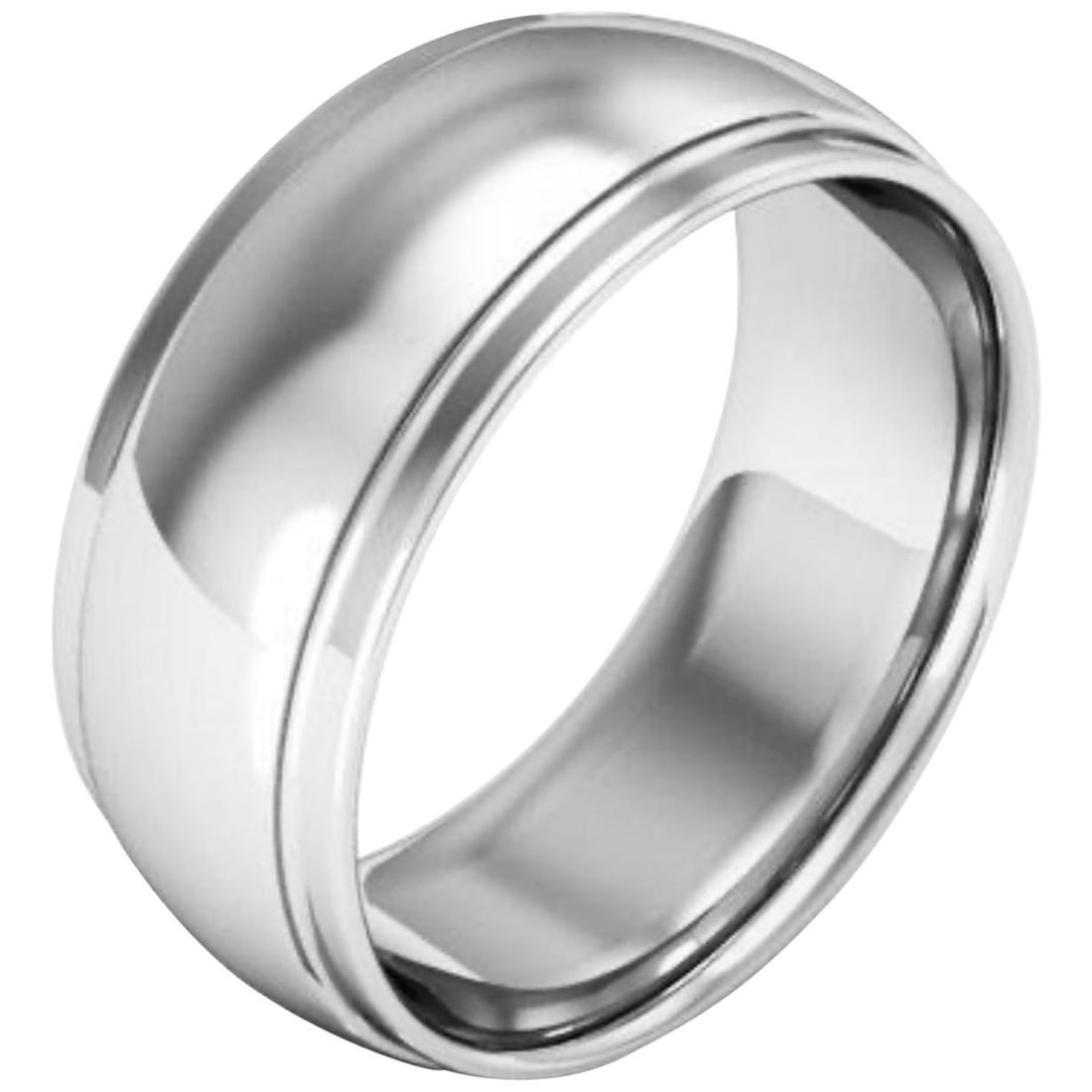 14 Karat White Gold Half Round Edge Wedding Band, Estate - 7