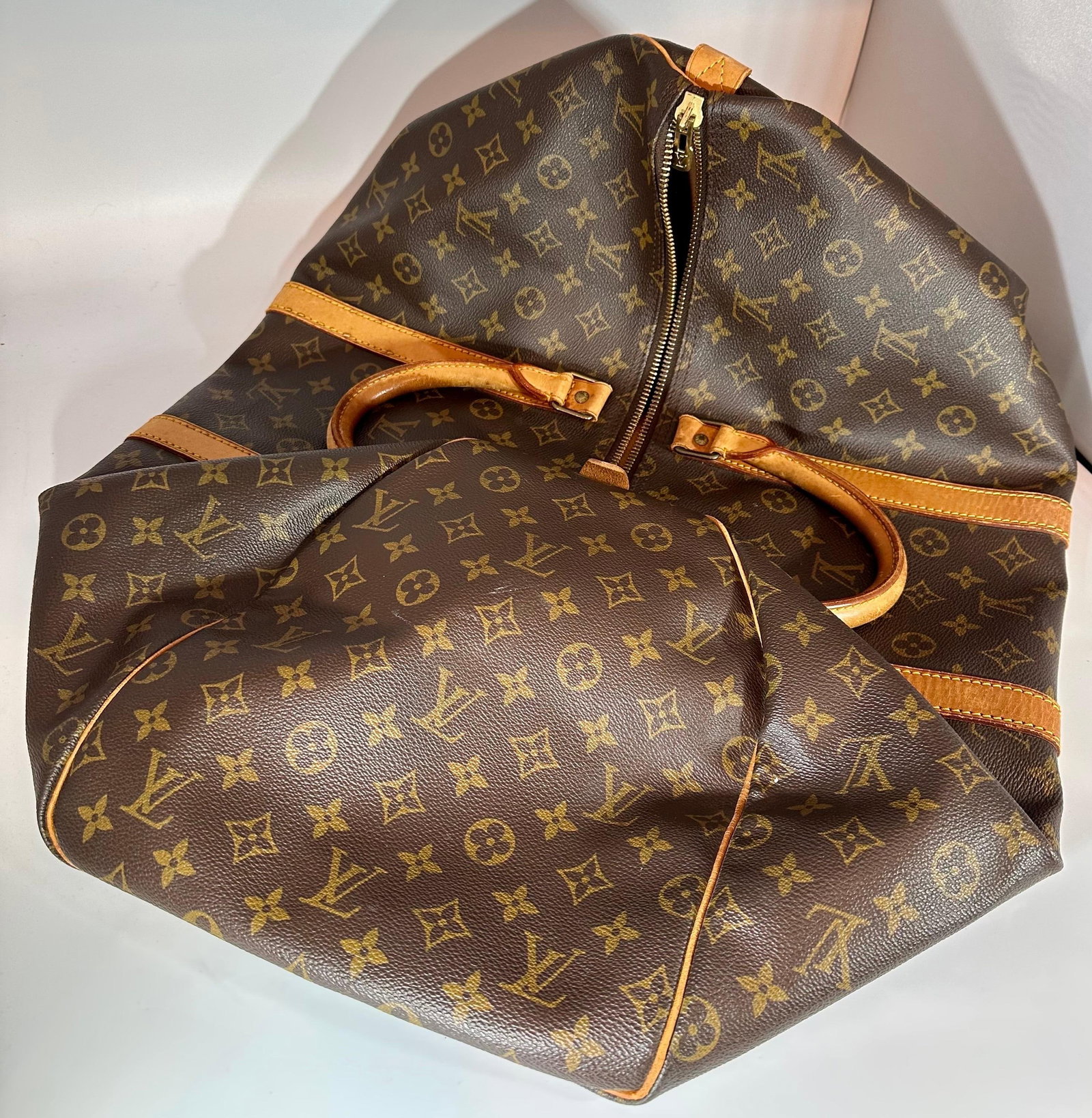 LOUIS VUITTON Brown Monogram Canvas Keepall Luggage Bag 55 - 14