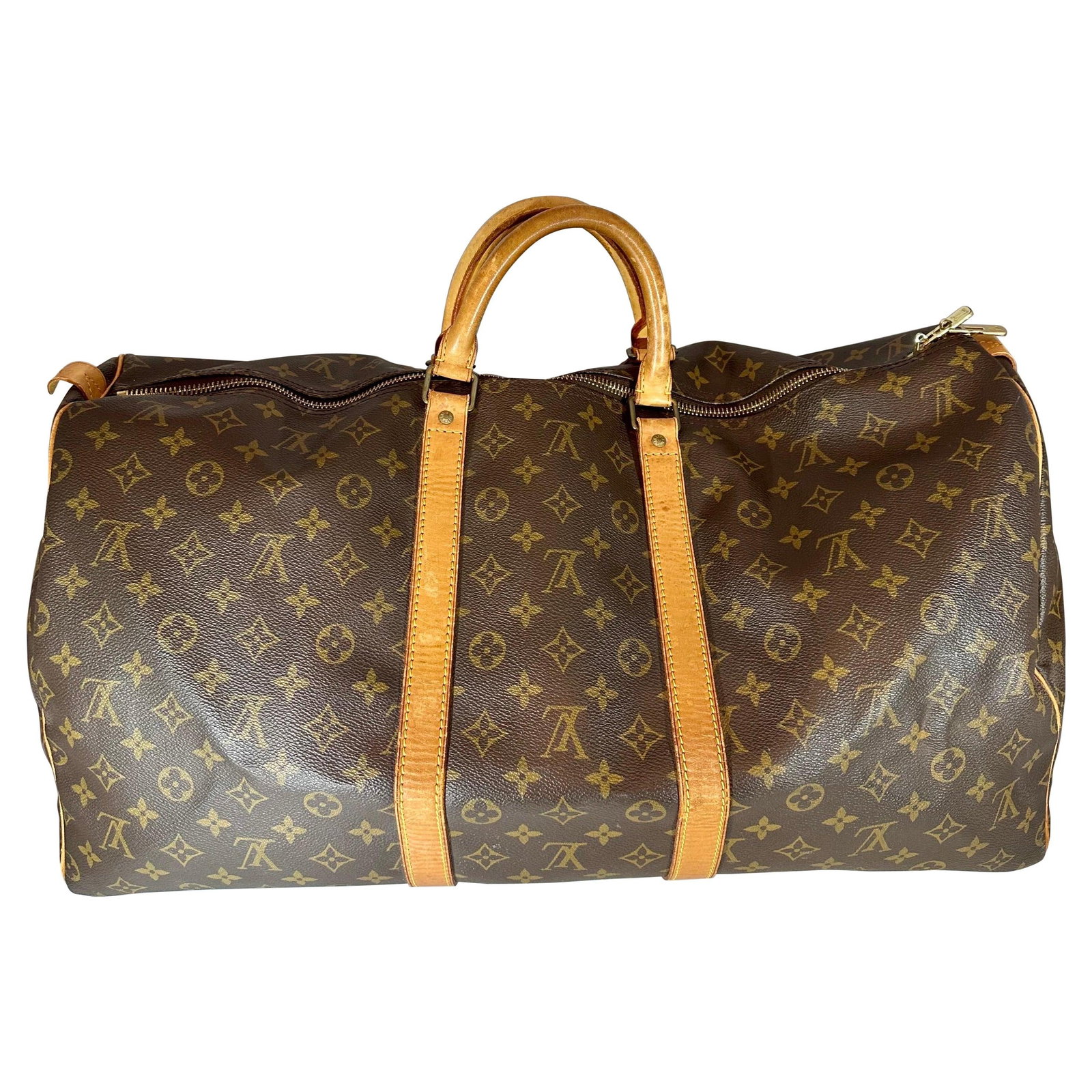LOUIS VUITTON Brown Monogram Canvas Keepall Luggage Bag 55 - 15
