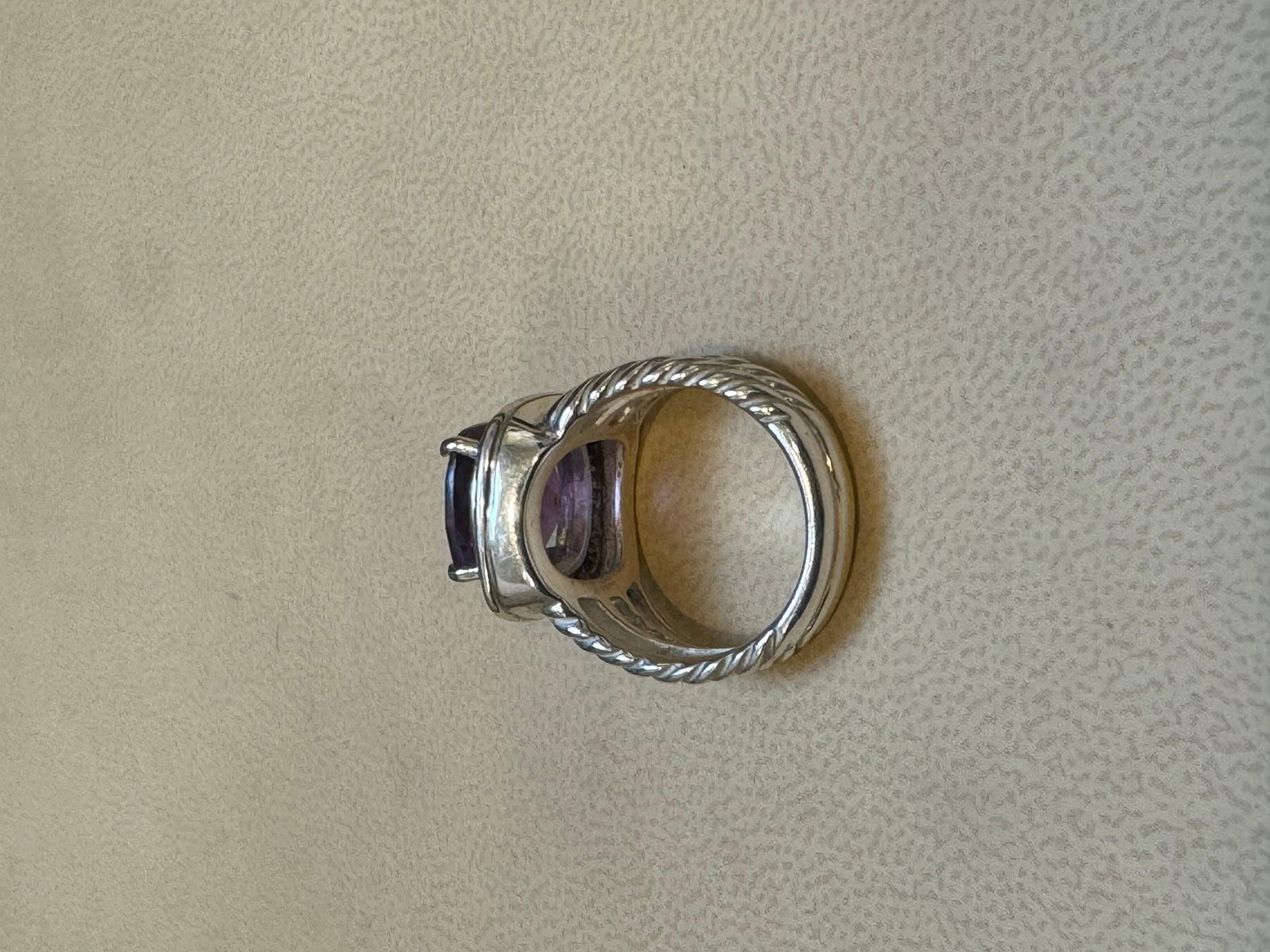 Estate DAVID YURMAN Sterling Silver Amethyst Ring With Diamonds size 7 - 4