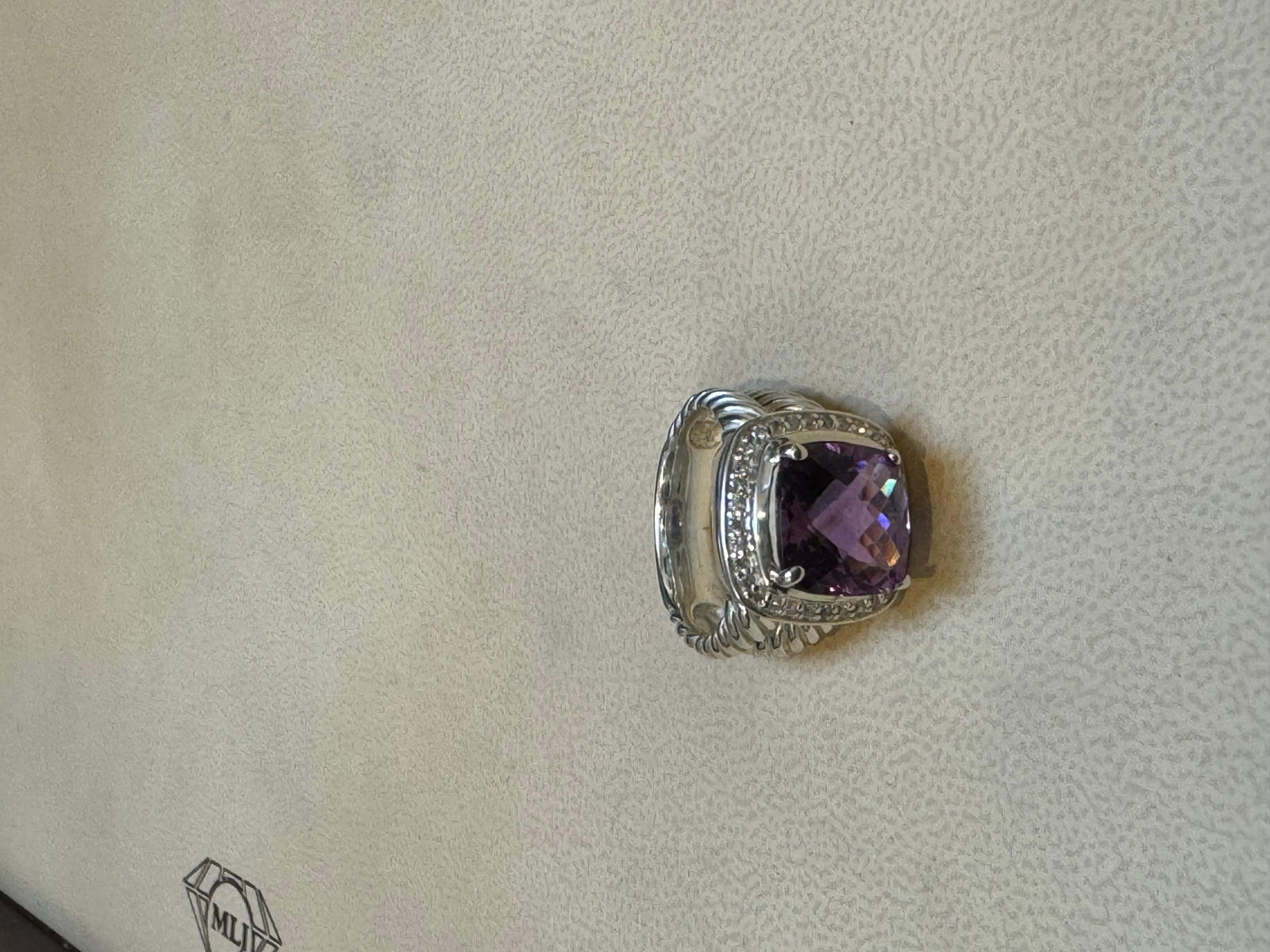 Estate DAVID YURMAN Sterling Silver Amethyst Ring With Diamonds size 7 - 5
