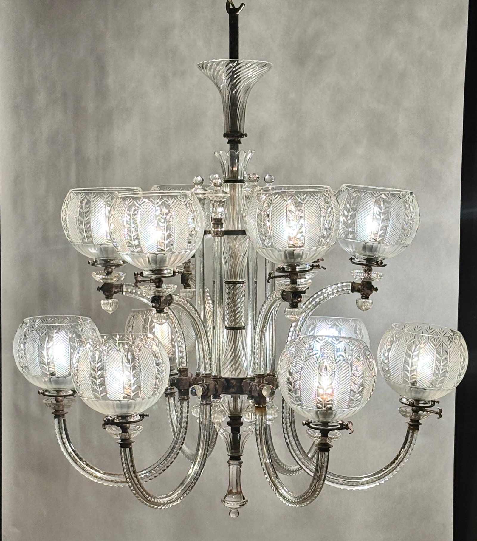 Early 20th Century Exquisite F. & C. Osler Style 12-Light Cut-Glass Chandelier - 11