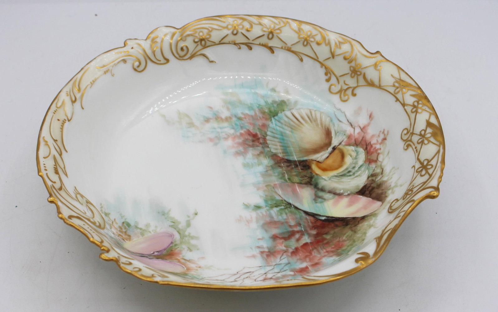 1891-1911 French Limoges Porcelain Shell Form Bowl - 10