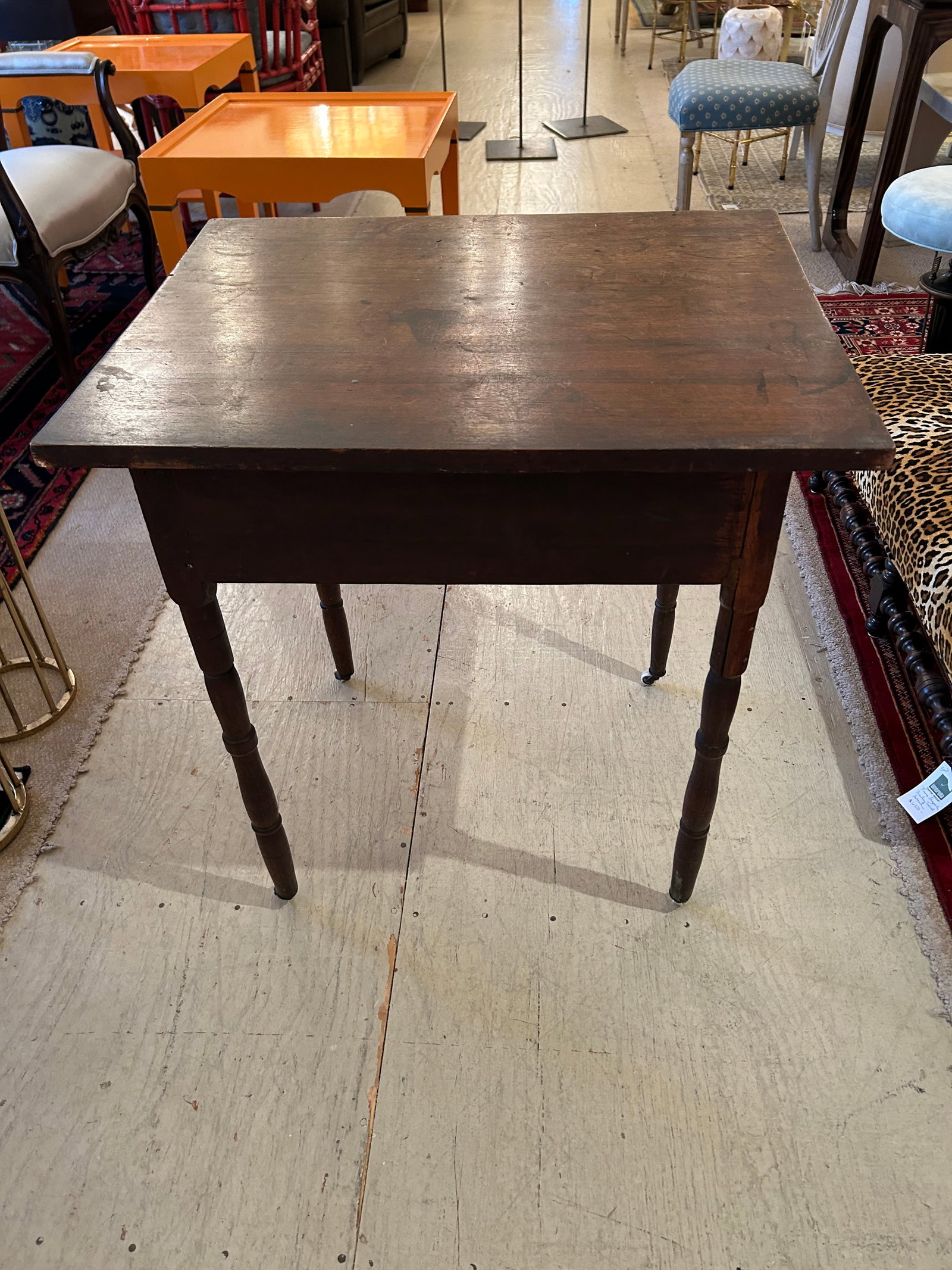 Antique Rustic Side Table With Single Drawer - 12