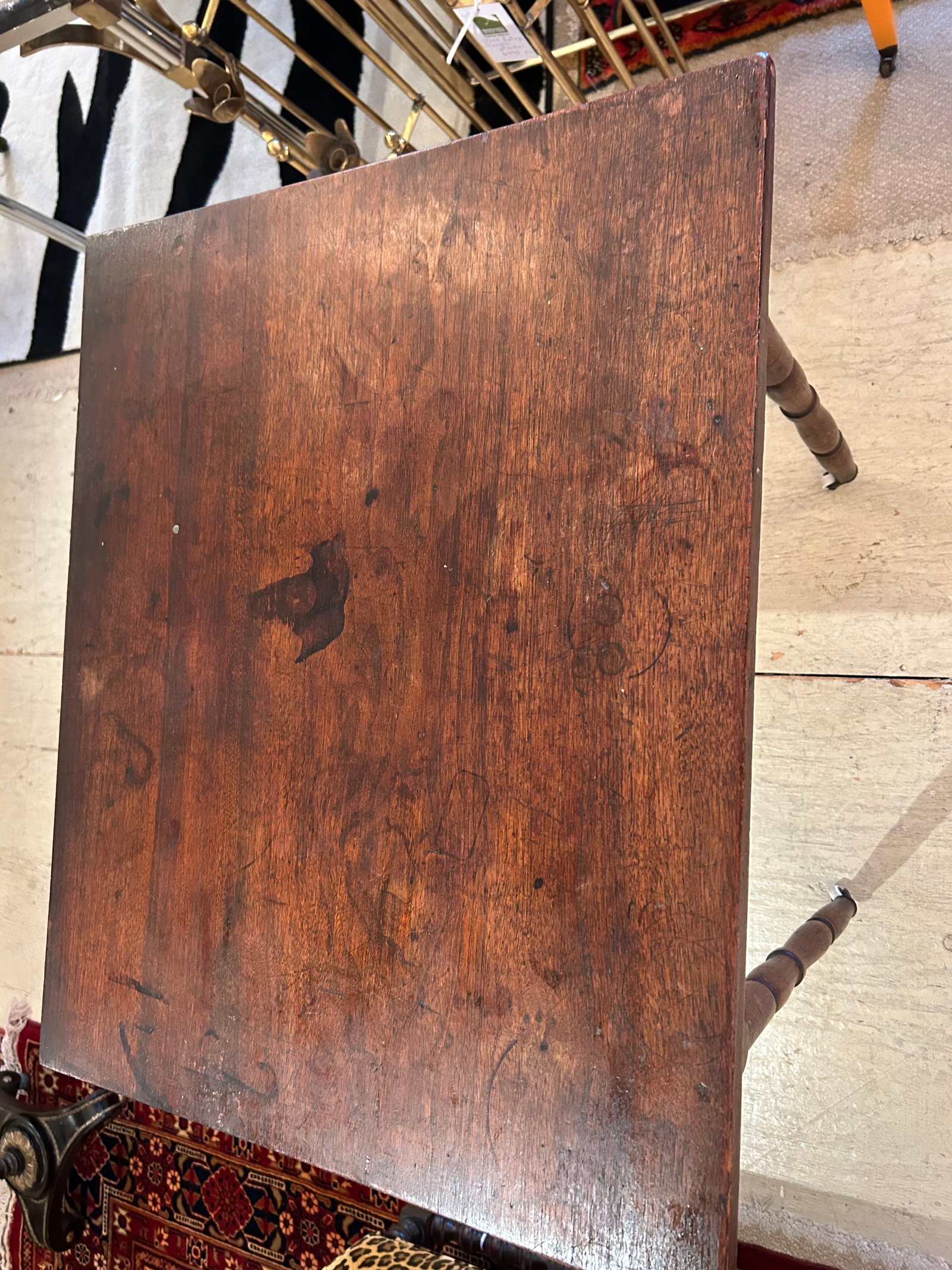 Antique Rustic Side Table With Single Drawer - 14